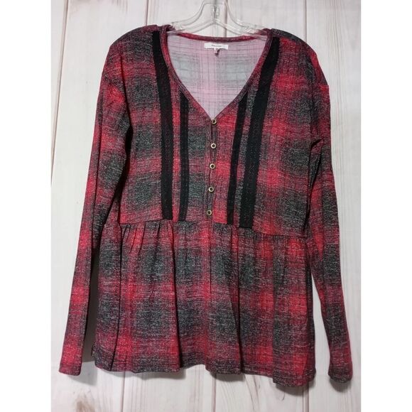 Maurice Blouse Ladies Medium Lace‎ Buffalo Plaid - Picture 1 of 6